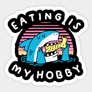 Eating Is My Hobby Always Hungry Funny Shark Eating Leg Sticker